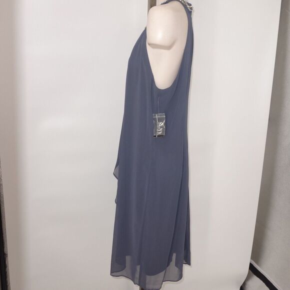 NEW S.L. Fashions Jewel Neck Sheath Dress Formal Cocktail Party Steel Gray 14 - Picture 9 of 15